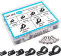 TWTADE 222PCS Black Cable Clamps Assortment Kit,Nylon Plastic R-Type 6 Sizes 3/16'' 1/4'' 3/8'' 1/2'' 3/4'' 1'' Cable Mounting Wire Clips Fastener with Screws for Wire Management