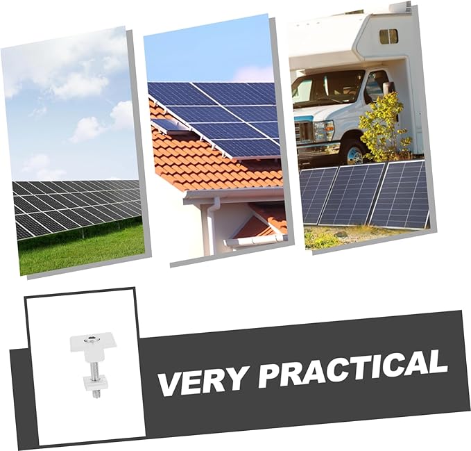 4pcs Aluminium T-Shaped Mid Clamps for Solar Panel Mounting Includes Screws Flat Roof Installation Kit Solar Panel Centre Clamps for Secure Hold