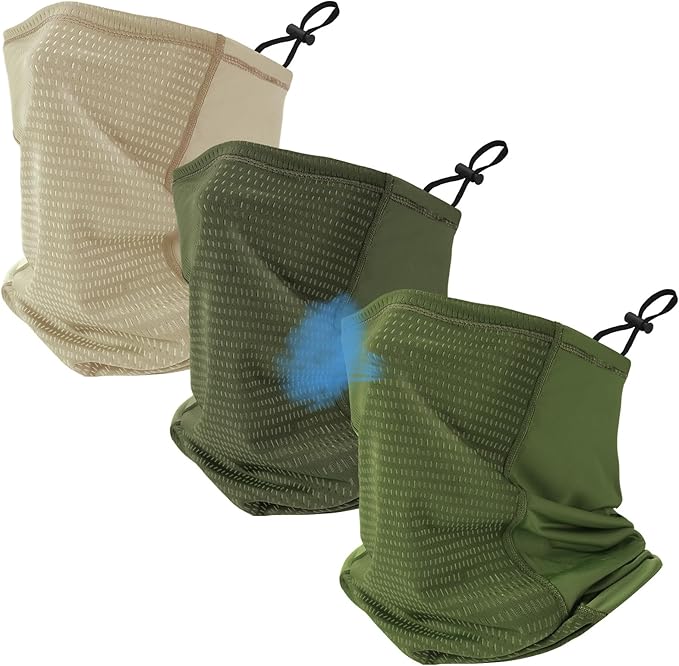 Geyoga Adjustable Cooling Neck Gaiter Breathable Summer Face Mask with Mesh Holes Strap UV Protection Neck Cover for Men