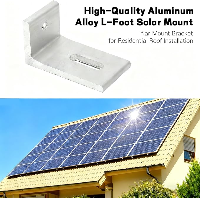 10Pcs L Foot Solar Mount，3.15 x 1.57 x 1.57 Inch Aluminum Alloy Photovoltaic Panel Mounting Bracket Mount,Windproof and Shockproof for Roof PV System Install Accessories