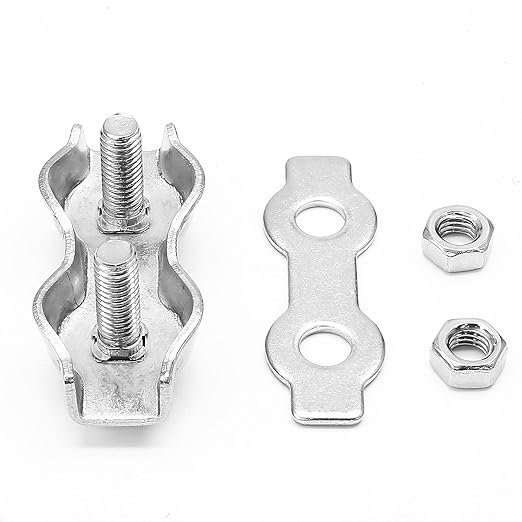 10 Pcs M4 Stainless Steel Duplex Wire Rope Clips, Duplex Double Bolt Cable Clamp for 1/8 Inch Diameter Wire Cable