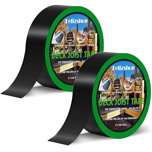 2" x 50' Deck Joist Tape,Butyl Joist Deck Tape,Waterproof and Weather Resistance Self-Adhesive Flashing Tape for Deck Joist Beams Protection