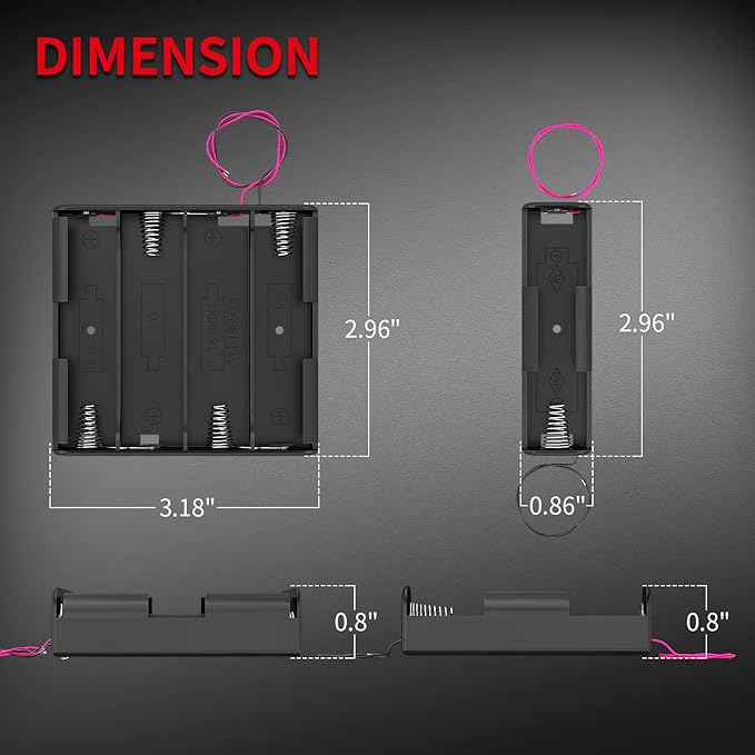 DAIERTEK 18650 Battery Holder with Wire 3.7V,7.4V, 11.1V, 14.8V 18650 Battery Holder Box 2 for Each Type -Total 8Pcs