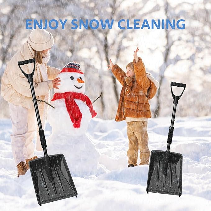Snow Shovel for Car and Driveway, 42.5" Detachable Emergency Shovel, Lightweight Aluminum Alloy with Ergonomic D-Grip Handle, Portable Snow Removal Tool for Truck SUV Camping Garden