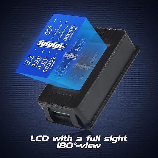 DC Multifunction Battery Monitor Meter with Shunt,0-200V,0-100A, LCD Display Digital Current Multimeter Voltmeter Ammeter for Cars RV Solar,Widely Applied to 12V/24V/48V RV/Car Battery…