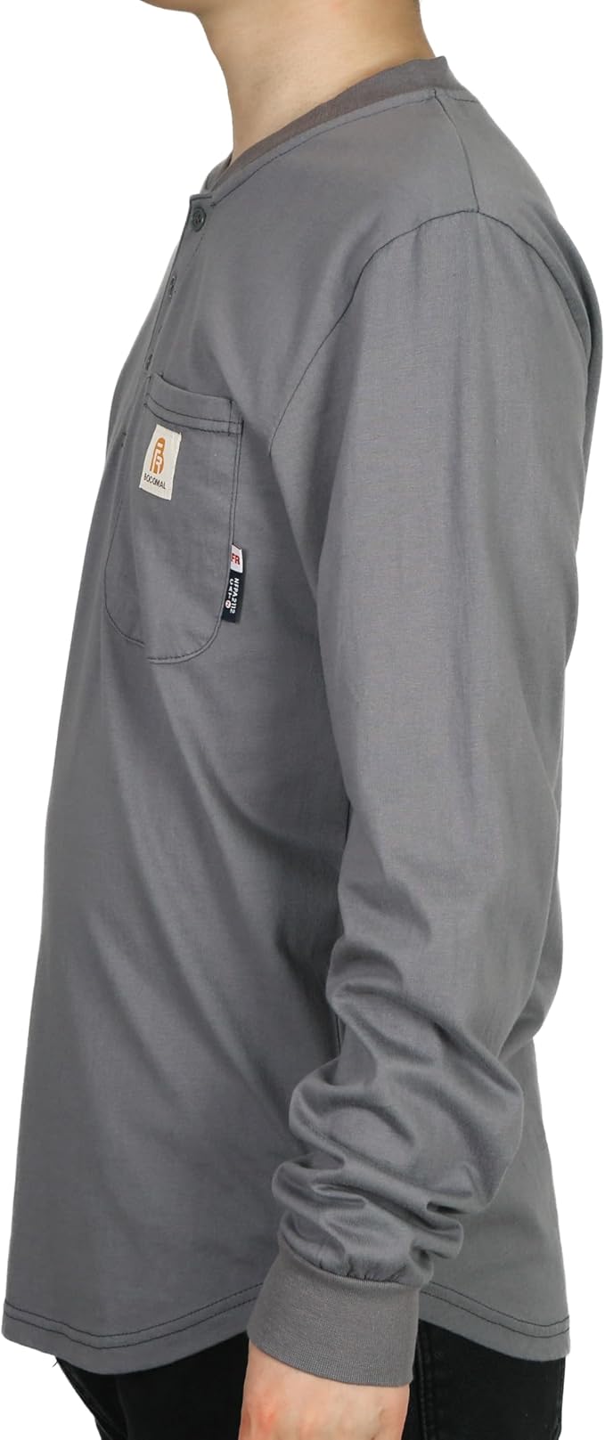 BOCOMAL FR Shirts 6oz Lightweight Flame Resistant Long Sleeve Henley Shirt Fire Retardant Workwear NFPA2112 CAT2