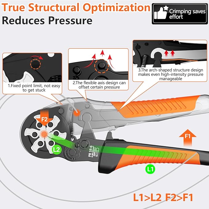 Preciva Ferrule Crimping Tool Kit with 1500PCS Wire Connectors, Hexagonal Crimping Pliers for AWG 28-5 Crimper Adjustable Ratcheting Wire Crimping Tool