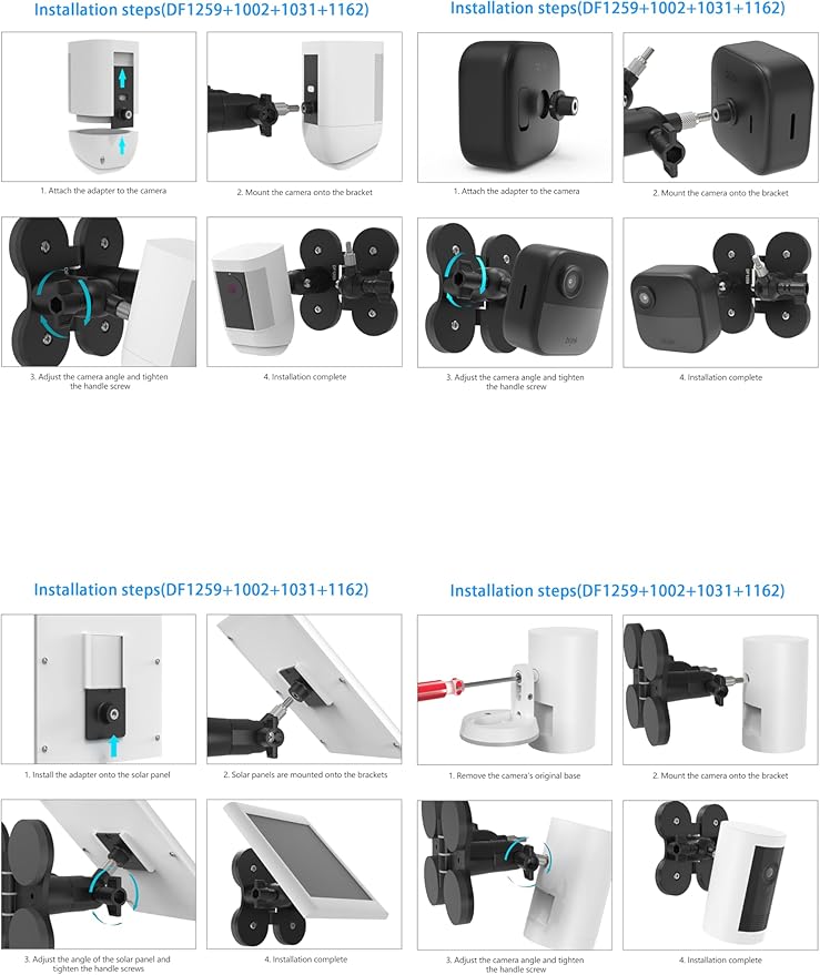 Magnetic Dual Camera Pole Holder with Two 1/4" Threaded Points Compatible with Blink, R-ing,Eufy, Google,Wyze, Arlo, Simplisafe,Reolink,Tapo Cameras and Solar Panels Aluminum Arm Mount (Black)