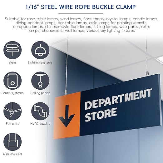 1/16 Inch Cable Clamps, 1/16" M3 304 Stainless Steel Wire Rope Cable Clip Clamp, Reusable One Way Wire Rope Clips for 1.5mm-2.0mm Cable for Holiday Decorations for Outdoors/Indoors- 8 PCS
