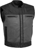 First Mfg Co Lowrider Mens Motorcycle Biker Riding Armor Club Style Black Leather, Twill, Moto Mesh, Perforated Vest