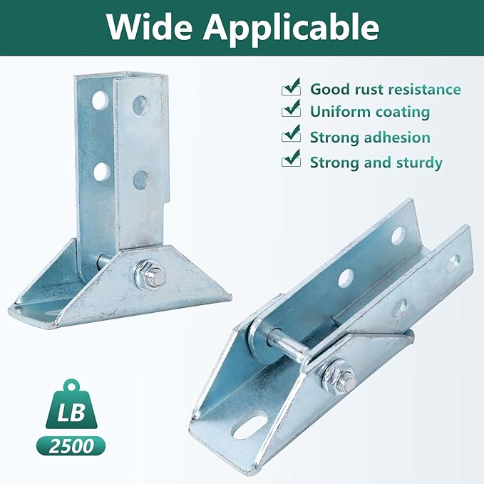 4 Pcs Adjustable Brace Fitting, Solar Panel Bracket Base, 8 Hole Wing, 180 Degree Turn Joint Connector, Fits 1/2" Bolt, 1-5/8" Post Channel