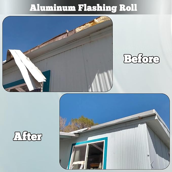 4'' X 50' Aluminum Flashing Roll Metal Roof Flashing for Garden Aluminum Roofing Panels Strips for Stains Prevention, Sealing Windows Doors