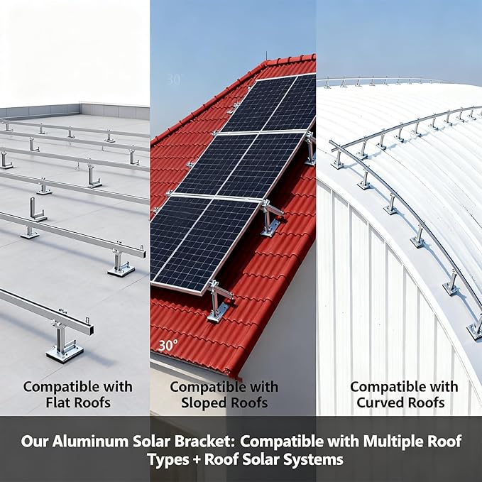 10Pcs L Foot Solar Mount，3.15 x 1.57 x 1.57 Inch Aluminum Alloy Photovoltaic Panel Mounting Bracket Mount,Windproof and Shockproof for Roof PV System Install Accessories