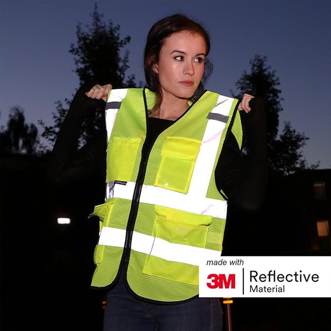 Salzmann Mesh Multi-Pocket Working Vest - Reflective Vest - Made with 3M Reflective Material