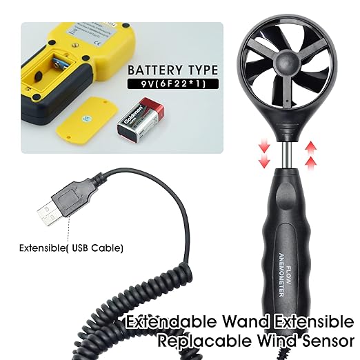 HVAC Anemometer Handheld CFM Meter LC-846A Wind Speed Meter with Back Light, MAX/MIN/AVG for Measure Air Flow Velocity Temp(Suitcase Included)