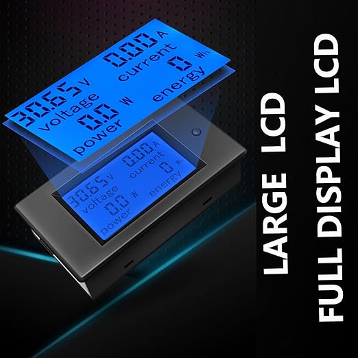 DC Battery Monitor Meter,0-100V,0-100A, Widely Applied to 12V/24V/48V RV/Car Battery, LCD Display, Digital Current Voltage Solar Power Meter (Meter+100A Shunt)