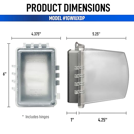 Sealproof 1-Gang Extra Deep Weatherproof in Use Outdoor Duplex Outlet Cover with Box Kit, Lockable, UL Extra Duty Compliant, 18 Configurations