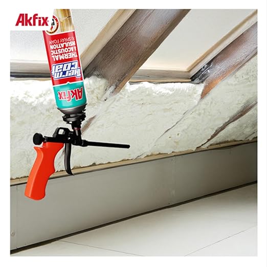Akfix Thermcoat Fire Rated Spray Foam Insulation 240 sq ft (12x27.1 oz) - (R-Value 11.32/2 inch) Closed Cell Expanding Wide Sealant Thermal Insulation for Walls and Attic - Gun&Cleaner NOT Included