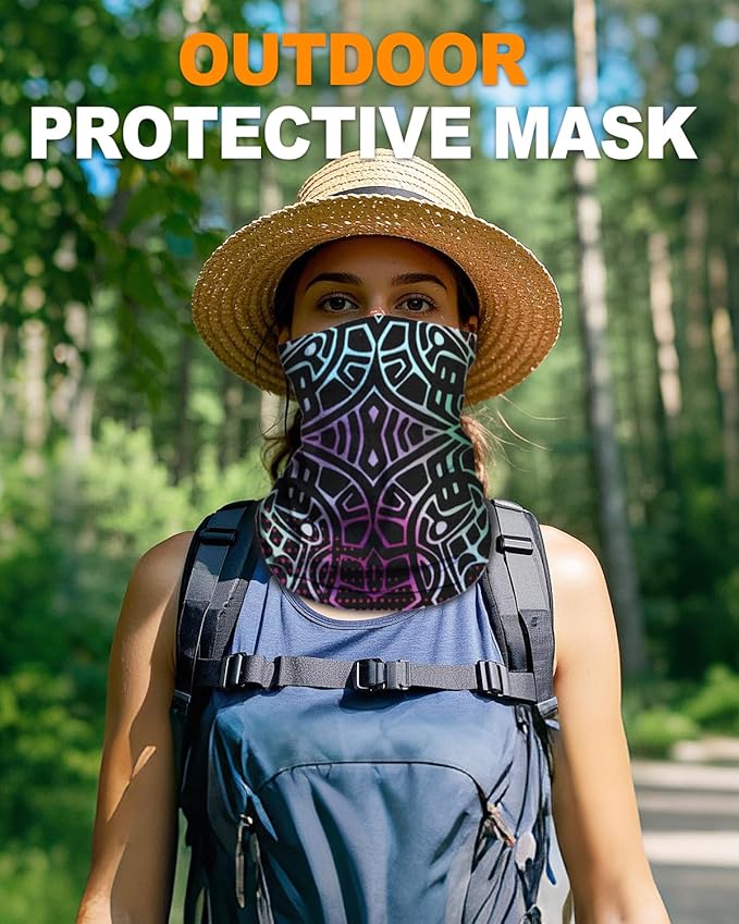 4Pack Neck Gaiter for Men Women Face Cover Mask Head Wrap Balaclava Headwear Bandana Headband Magic Scarf
