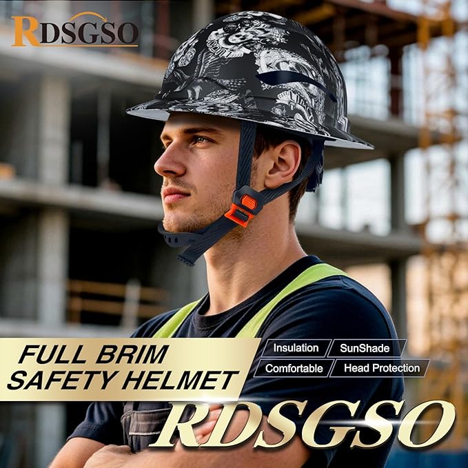 Full Brim Hard Hats ANSI/ISEA Z89.1 Type I Class E Certified 6-Point Suspension Lightweight Adjustable Safety Helmet for Construction Industrial