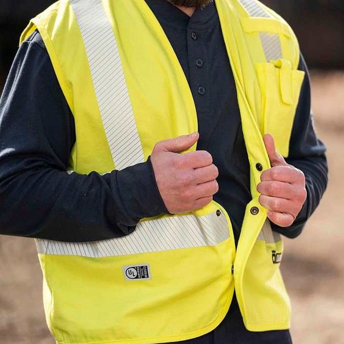 Oberon FR ARC Rated Hi Vis Safety Vest - Flame Resistant with Reflective Tape - Class 2 – 10 Cal - Hi Vis Yellow