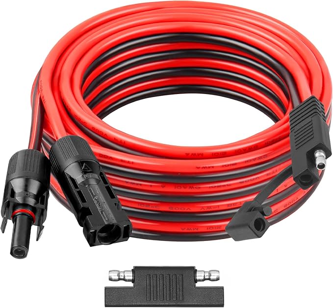 10AWG Solar Panel to SAE Adapter Cable 20FT SAE Connector Battery Cable PV Solar Extension Wire with SAE Polarity Reverse Adapter for RV Caravan Solar Panel Battery Charger