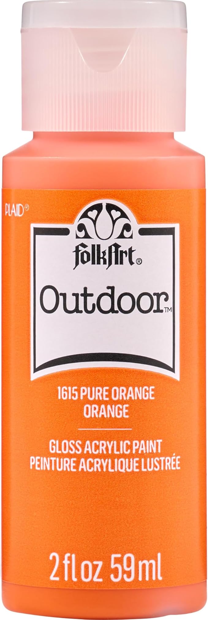 FolkArt Outdoor Acrylic Paint in Assorted Colors (2 Ounce), 1615 Pure Orange