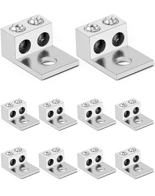 QWORK Dual Aluminum Ground Lug, 10Pcs Mechanical Lug 10 AWG Wire Easy to Install Cables and Power Cords Electrical Equipment Lugs
