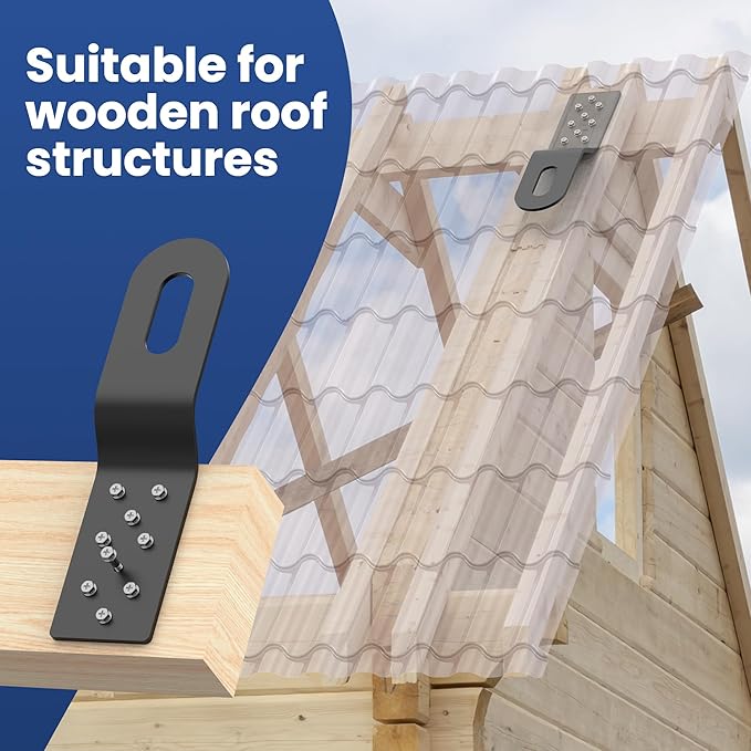Roof Safety Anchor,Permanent Roof Anchor For Fall Protection Connects To Wood Surfaces,Metal Roofing Anchor Use With Roofing Harness, Safety Ropes And Other Roof Safety Kit (Black - 10 Pack)