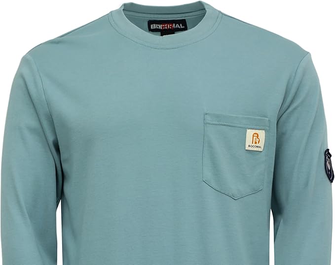 BOCOMAL FR Shirts Lightweight Classic Crew Long Sleeve Fire Resistant Shirt CAT2