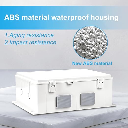 Outdoor Waterproof Electrical Junction Box, ABS Water Resistant Enclosure with Internal Mounting Panel & Hinged Cover (18.1" H* 12.6" L* 6.3" W)