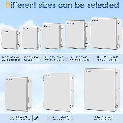 Waterproof Outdoor Project ABS Plastic Junction Box IP67 Weatherproof Dustproof Enclosure with Hinged Cover, Mounting Plate,Wall Brackets for Power Project (Grey,13.8"x9.8"x5.9")