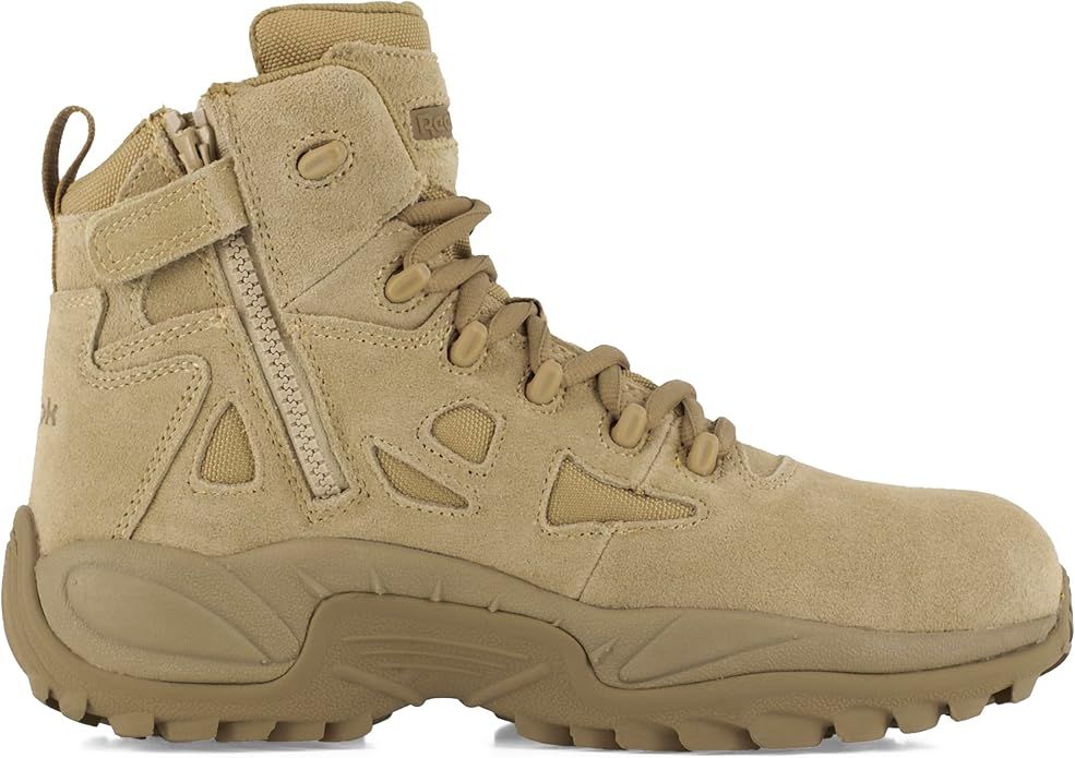 Reebok Men's Rb8694 Rapid Response Rb Composite Toe 6" Tactical Stealth Boot Sidezipper Desert Tan Military & Tactical Boots