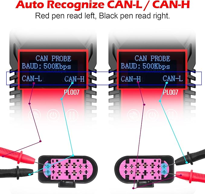 CAN LIN PWM Tester, WOYO PL007 CAN Bus Analyzer for Automotive Diagnostic Tool, Auto-Recognize CAN-H & CAN-L, CAN Range 50-1000kbps, PWM Signal Detector on Bench, LIN Bus Baud Range 2400-19200bps