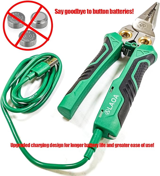 LAOA 8-in-1 Rechargeable Electrician Pliers with Voltage Tester, USB-C Charging – AC/DC 12-250V Non-Contact Detector, Wire Stripper/Cutter/Splitter for Electrical, HVAC, Automotive