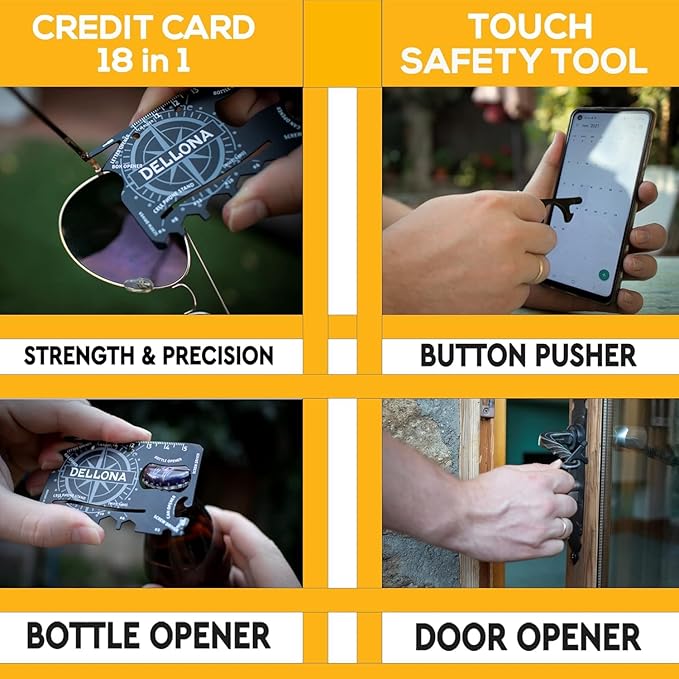Heavy Duty Magnetic Wristband Gift Set – Includes 18-in-1 Multitool Card, Safety Door Opener & Camping Sharp Card – Cool Gadgets for Men, Handymen, Husbands, and Dads – Ideal Father’s Birthday Gift
