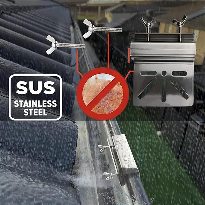 Pan-Tilt Gutter Mount for Eufy Cameras/Arlo Solar Panels, 360° Adjustable Stainless Steel Bracket, No-Drill Install, Weatherproof, Fits Eufy S220/C210/eufyCam 3/S330