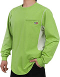 BOCOMAL FR Shirts for Summer Breathable Vented Design 6oz Heather Jersey Flame Resistant Long Sleeve Crew T Shirt