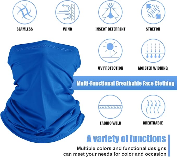 Geyoga 6 Pieces Summer UV Protection Cooling Neck Gaiter Face Clothing Neck Gaiter Mask Scarf Sunscreen Breathable Bandana