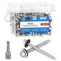 Metal Roofing Screws #10×2Inch, 1000-PCS, Hex Head Rustpert Coating Sheet Metal to Wood Siding Screw with EPDM Rubber Washer, Sharp Point, Hex Socket Included