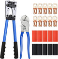 Cable Lug Crimping Tool Set, with 10pcs 1/0 AWG-3/8 Battery Lugs and 10pcs 3:1 Heat Shrink Tubing
