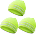 JenPen 3 Pcs Safety Beanie Reflective Hat Winter High Visibility Unisex Knit Beanie Hat Running Cap Headwear for Men Women