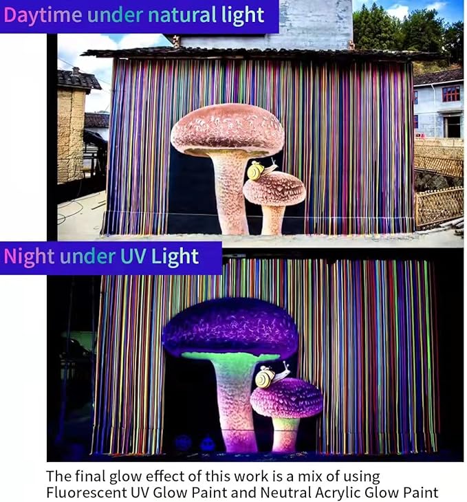 MizoArt SIX Color Invisible UV Paint Set For Indoor/Outdoor Use or Invisible UV Black light Paint Set 1oz/pot