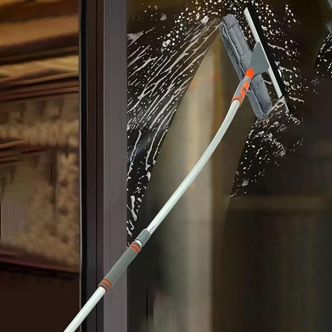 Window Washing Kit with Extension Pole, 2 In 1 Design Bendable Window Squeegee Cleaner Tool, Outdoor Window Glass Solar Panel Spray Washer Equipment, 65 84 103 123 200 258 Inch (Size : 509cm/200.4in