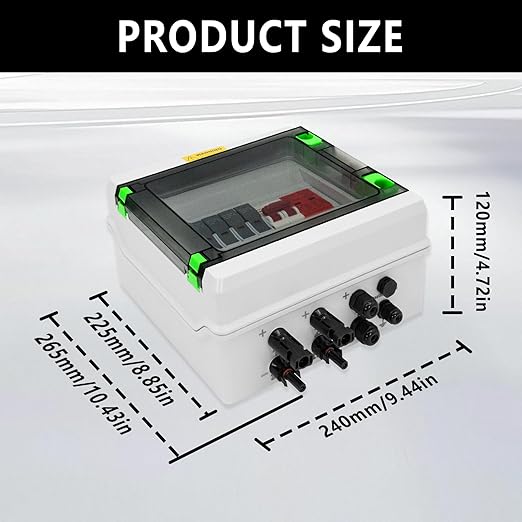 Solar Combiner Box DC600V,2 String PV Combiner Box with 32A Circuit Breaker,Pre-Wired IP65 Waterproof Enclosure,Lighting Surge Protector& 32A Fuses for Off-Grid Solar System&RV