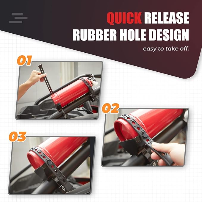 Kemimoto UTV Fire Extinguisher Holder, Adjustable Quick Release Roll Bar Fire Extinguisher Mount compatible with Polaris RZR Can Am X3 compatible with Kawasaki Teryx