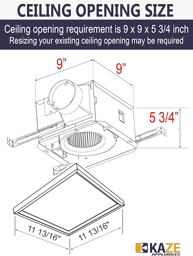 SNP100HL9 | 100 CFM | 0.8 Sone | Energy Star Certified | Humidity Sensing | Dimmable 4000K LED | No Attic Access Required | Quiet Bathroom Ventilation Exhaust Extractor Fan