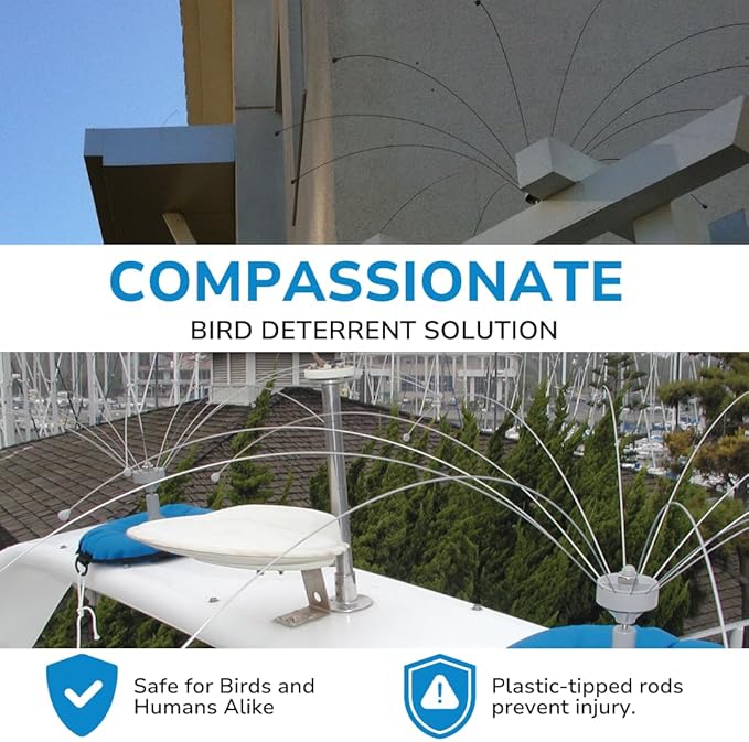 Bird Barrier Daddi Long Legs - 8 Ft | Scare Birds Away with Innovative Bird Spider Design | Bird Deterrent for Outside | Easy Installation on Roofs, Boats & HVAC Units | Durable Stainless |Made in USA
