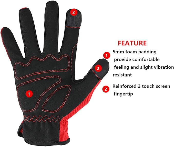 High Performance Work Gloves For Men(12 Pairs Pack), High Dexterity Touch Screen For Multipurpose,Excellent Grip (Extra Large)