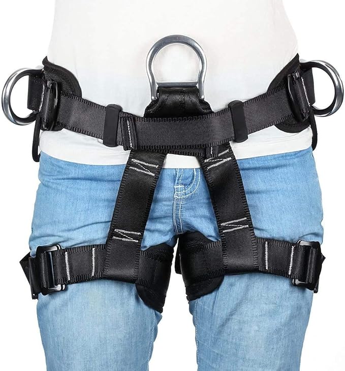 Climbing belts, Thicken Professional Safety Belt with Magnesium Alloy Connection Ring, Outdoor Momentum Belt for Rock Climbing, Fire Rescue, Rappelling